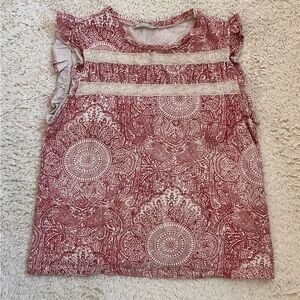 Zara Women’s Red Paisley Lace-Trim Sleeveless Top Sz XS